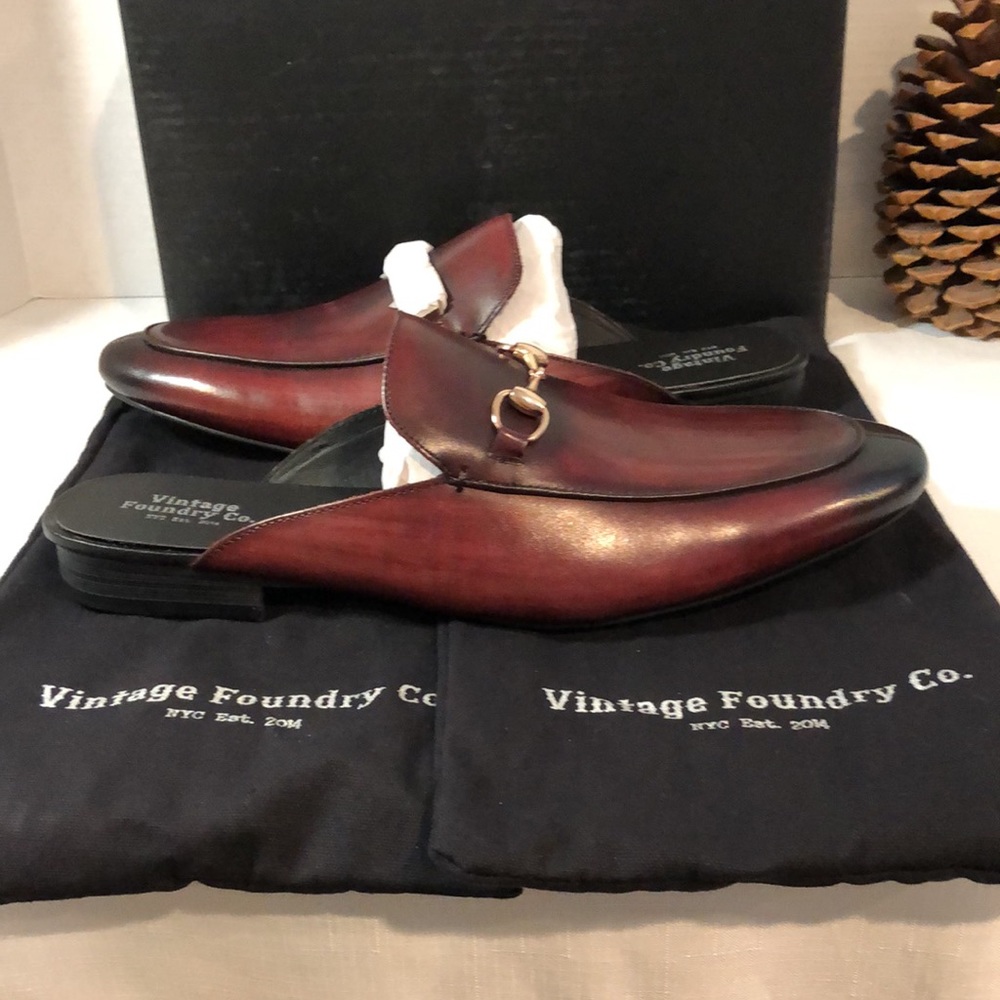 VINTAGE FOUNDRY CO. Men’s The Berger Slip-On Shoes Burgundy Leather Sz 13 (UK12)